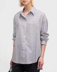 Enza Costa - Striped Button-Front Cotton Shirt - Lyst