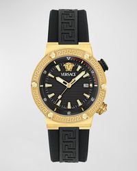 Versace - Greca Logo Ip Polyurethane-Strap Watch, 43Mm - Lyst