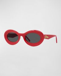 Loewe - Curvy Logo Acetate Oval Sunglasses - Lyst