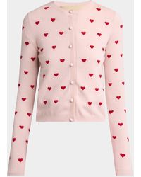 Valentino Garavani - Jacquard Hearts Wool-Cashmere Cardigan - Lyst