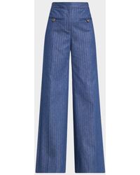 Veronica Beard - Ledger Striped High-Rise Wide-Leg Pants - Lyst