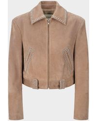 STAUD - Hugo Studded Suede Jacket - Lyst