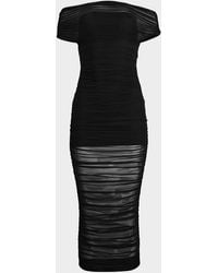 SER.O.YA - Noel Off-Shoulder Ruched Mesh Midi Dress - Lyst