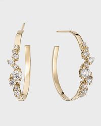 Lana Jewelry - Flat Diamond Cluster Solo Hoop Earrings, 22Mm - Lyst