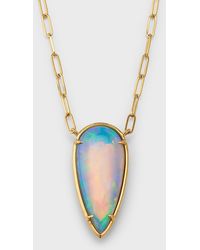 David Kord - 18k Yellow Gold Necklace With Pear Shape Opal On Paper Clip Chain, 5.95tcw - Lyst