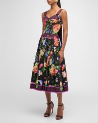 Dolce & Gabbana - Floral-Print Sleeveless Bustier Fit-&-Flare Midi Dress - Lyst