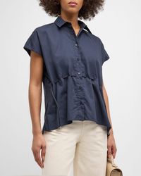Peserico - Button-Down Drawstring Cotton Shirt - Lyst
