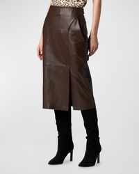 Equipment - Ashlyn Straight Side-Slit Leather Midi Skirt - Lyst