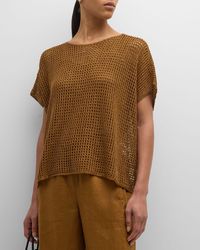Eileen Fisher - Open-Knit Organic Linen Sweater - Lyst