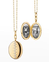 Monica Rich Kosann - 18k Gold Oval Locket Necklace With Scattered Diamonds - Lyst