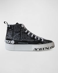 John Galliano - Gazette High-Top Leather Chain Sneakers - Lyst