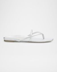 Pedro Garcia - Belany Metallic Leather Flat Slide Sandals - Lyst