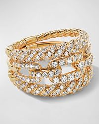 David Yurman - 3-row Full Pave Stax Ring With Diamonds And 18k Yellow Gold, Size 8 - Lyst