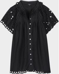 Rails - Cerise Eyelet Flutter-Sleeve Blouse - Lyst