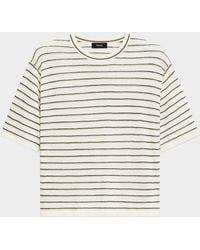 Theory - Stripe Knit Short-Sleeve Boyfriend Tee - Lyst