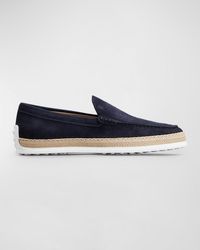 Tod's - Pantofola Gomma Rafia Tv Suede Loafers - Lyst