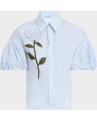 Dice Kayek - Flower Embellished Puff-Sleeve Button-Down Shirt - Lyst