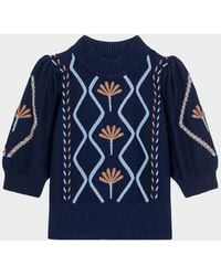 Rails - Addy Floral Cables Mock-Neck Sweater - Lyst