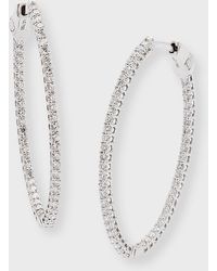 Neiman Marcus - 18k White Gold Diamond Hoop Earrings, 1.5tcw - Lyst