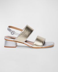 Bernardo - Metallic Bicolor Leather Slingback Sandals - Lyst