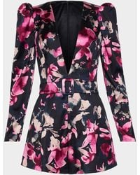 Ramy Brook - Ravenna Floral Plunging Long-Sleeve Romper - Lyst