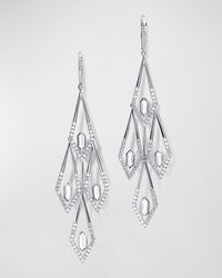 Rahaminov Diamonds - 18k White Gold Baguette Double Arrow Diamond Chandelier Earrings - Lyst
