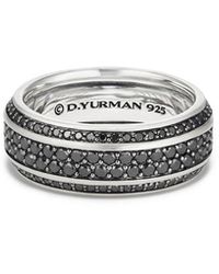 David Yurman Beveled Edge Band Ring With Black Diamonds