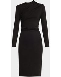 Giorgio Armani - Asymmetric Long-Sleeve Jersey Dress - Lyst