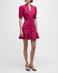 Veronica Beard - Molly Short-Sleeve Button-Front Mini Dress - Lyst