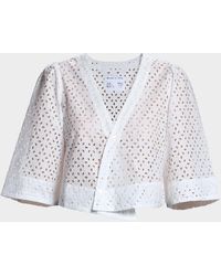 CISSA - The Lady Eyelet Button-Front Wrap Top - Lyst