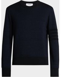 Thom Browne - Apos;S Ottoman Stitch 4-Bar Stripe Wool-Linen-Cotton Crewneck Sweater - Lyst
