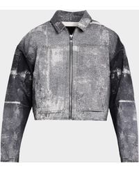 Purple - Apos;S Beaded Palms Print Denim Jacket - Lyst