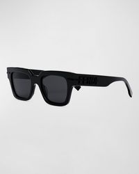 Fendi - Monochrome Graphy Acetate Rectangle Sunglasses - Lyst