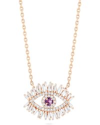 Suzanne Kalan - Medium Pink Sapphire Evil Eye Pendant Necklace With Diamonds - Lyst
