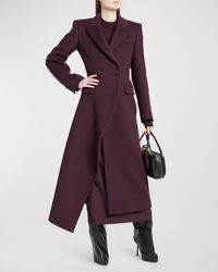 Alexander McQueen - Asymmetric Draped Wool Overcoat - Lyst