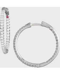 Roberto Coin - Pave Diamond Hoop Earrings - Lyst