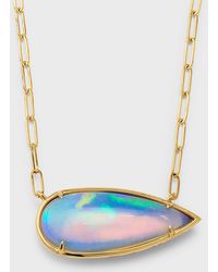 David Kord - 18k Yellow Gold Necklace With Pear Shape Opal On Paper Clip Chain, 8.09tcw - Lyst