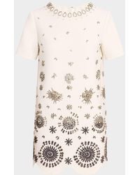 Oscar de la Renta - Crystal Embroidered Short-Sleeve Mini Cocktail Dress - Lyst
