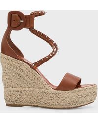 Christian Louboutin - Spike Leather Sole Wedge Espadrilles - Lyst