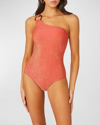Shoshanna - Glitter Ring One-Shoulder One-Piece Swimsuit - Lyst