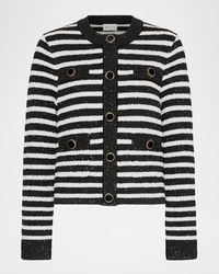 MILLY - Sequin Striped Cardigan Jacket - Lyst
