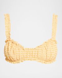 Jonathan Simkhai - Evander Ruched Gingham Seersucker Bikini Top - Lyst