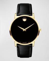 Movado - 40Mm Ultra Slim Pvd Watch With Leather Strap Museum Dial - Lyst