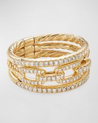 David Yurman - Stax 18k Yellow Gold Diamond 3-row Ring, Size 7 - Lyst