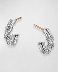 David Yurman - Petite X Mini Hoop Earrings With Diamonds And 18K - Lyst