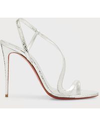 Christian Louboutin Rosalie Leather Red Sole Stiletto Sandals in White | Lyst