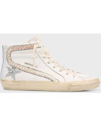 Golden Goose - Slide Mid-top Glitter Leather Sneakers - Lyst