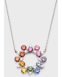 Lisa Nik - 18k White Gold Multicolor Sapphire Pendant Necklace With Diamonds - Lyst