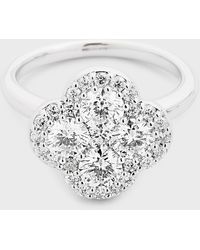 Neiman Marcus - 18k White Gold Diamond Flower Ring, Size 6.75 - Lyst