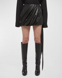 Helmut Lang - Leather Bubble Mini Skirt - Lyst